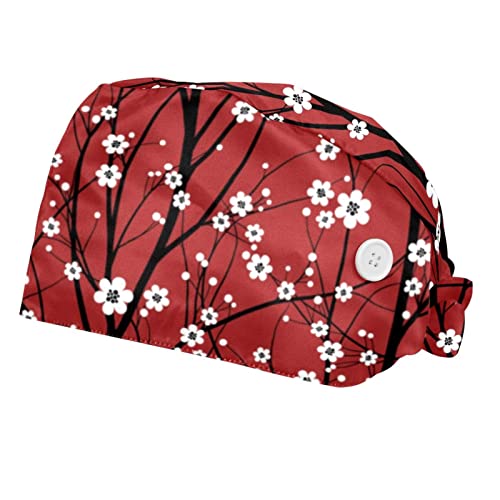 Chapeaux bouffants cerisier 2PCS avec bandeau anti-transpiration pour le travail