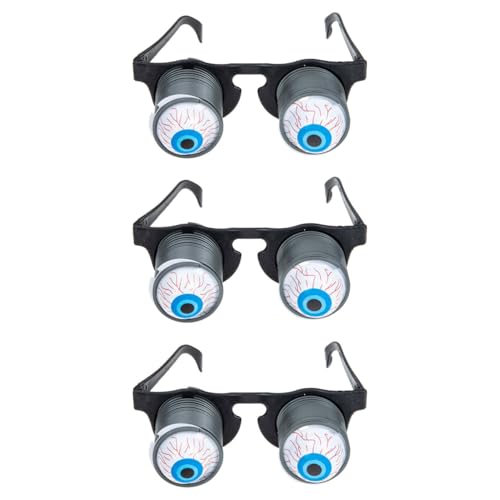 BRIGHTFUFU 3pcs Bounce Eyeball Eyewear Scary Eyeball Eyeglasses Scary Eyeglass Prank Props Scary Bloody Eyeball Eyeglasses Funny Glasses Googly Eye Glasses Bounce Eyeglasses Photo Props