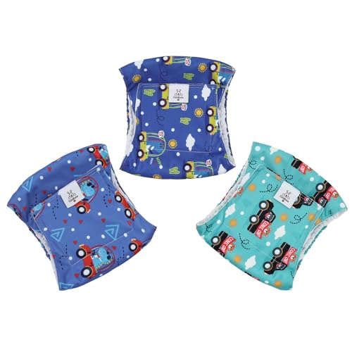 Image of CuteBone Dog Diapers Male Belly Bands 3 Pack for Male Dogs Reusable Puppy Wraps