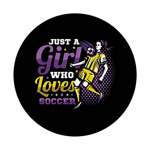Just A Girl Who Loves Soccer Womens Soccer PopSockets Swappable PopGrip, Black - Image 3