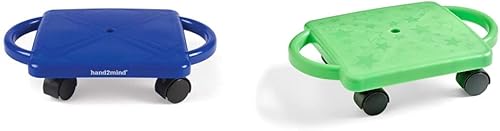 hand2mind - Tabla de scooter para interiores con asas de seguridad para niños de 6 a 12 años, tabla de scooter de plástico con rodillos, educación