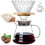 Kit Cafeteira 600ml, 120 Filtros v60, Cafés Jarra Vidro Borosilicato, Coador v60, Coador de Cafe Vidro, Clever Dripper, Kit Cafeteira Filtrador V60 Coador de Café Passador de Café