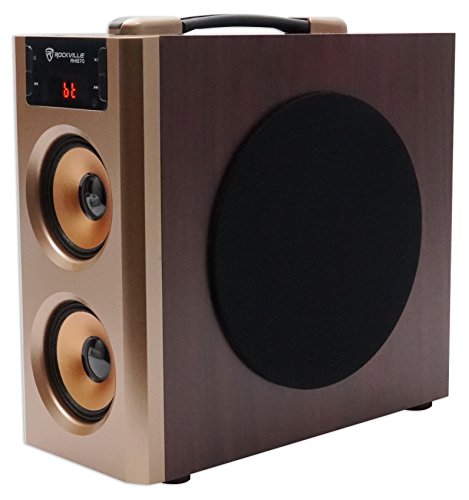 Rockville RHB70 Home Theater Compact Powered Speaker System, Bluetooth/USB/SD/FM, 4" Subwoofer, 2.1 Channel, 100W Peak, Cherry Wood Finish, for Home Entertainment by Rockville - Used condition - US$47.45