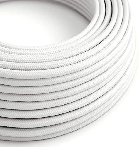 creative cables White Rayon Covered Round Electric Cable - RM01-12ft, 3 x 18 AWG