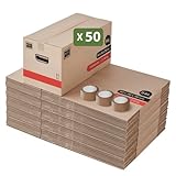 CONTENANCE 54 L : Ce carton solide contient divers articles lourds ou fragiles (livres, vaisselle, petits appareils). Facile à manipuler, il offre une solution premium pour un déménagement sûr et sécurisé.