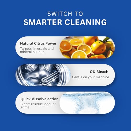 Image of Klenzmo by Kleenest Washing Machine Cleaner Descale Tablets (Pack of 6) - Descaler for Top & Front Load Machines | Drum & Tub Cleaner for Effective Limescale Removal