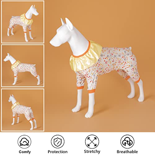 Image of LovinPet Large Dog Pajamas - Anxiety Calming Recovery Suit, Lightweight Fusion Blossom Swale Spices Prints Dog Clothing, Easy Wearing Jumpsuit