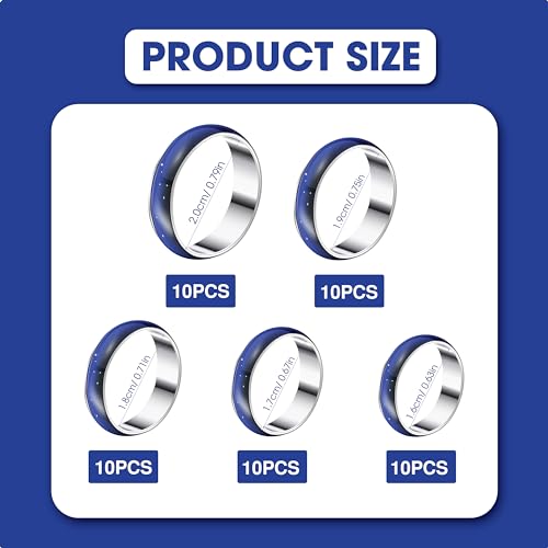 50Pcs Wholesale Lots Pack Mood Rings Vintage Mixed Color Changeable Emotion In Bulk Cheap For Adults Mens Women Teen Bands Comes In A Box Mixed Size 6-10 Jewelry Gifts Valentines Birthday Party2