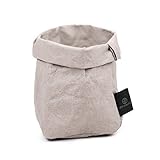 stil-macher Designer Krempelkorb | Gr. S | Aufbewahrungskorb aus waschbarem Papier | Lederoptik | VEGAN | Deko-Box | Geschenkbox | Übertopf | 9cm x 9cm x16cm … (Grau)