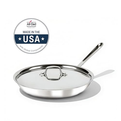 All-Clad D3® Stainless Steel 12 inch Frying Pan With Lid- Made in the USA- The Original Bonded Professional Cookware- Ov - Additional View