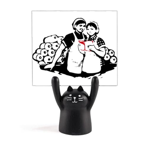 Porte-mémo chat noir en porcelaine rouge pour organiser votre bureau créatif