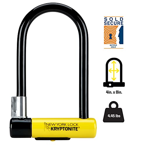 Image of Kryptonite New York Standard Bike U-Lock, Heavy Duty Anti-Theft, 16mm Shackle with Mounting Bracket and Keys, Ultimate Security for Bicycles E-Bikes and Scooters.