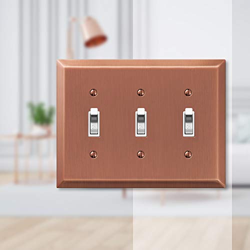 Image of Amerelle Century Triple Toggle Steel Wallplate in Antique Copper