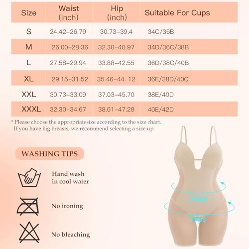 Slimers Body Shaper for Women Tummy Control U Plunge Backless Full Body Shapewear Mid Thigh Mesh strapless Bodysuit Top4