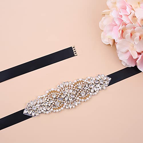 Crystal Bridal Belt for Wedding Gown, Wedding Dress Belts with Rhinestones and Pearls for Women3