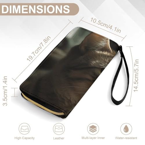 Tabby Cat Leather Wallet Smooth Zip Around Clutch Wristlet Travel Long Soft Purse for Women2