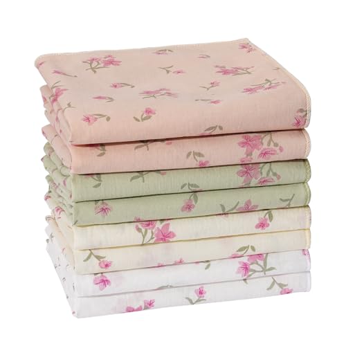 Mouchoirs fleurs colorées vintage en coton HOULIFE, coffret idée cadeau