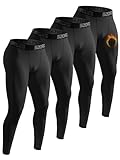 ATTIQOZI 4 Pack Thermounterhose Herren Lang Unterhosen Männer Thermounterwäsche Warm Innenfleece Skiunterwäsche Winter Leggings Unterziehhose Herren Fußball 4 Schwarz L