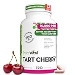 PlantVital Tart Cherry Capsules - Made in Canada - 10,000mg (10:1 Cherry Extract) Per Day - Montmorency Supplement for Antioxidants - Vegan, Non-GMO, Gluten & Soy Free - 2 Months Supply - 120 Capsules