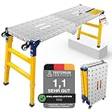 VKE Verzinkte Blech Arbeitsplattform Höhenverstellbar 120 × 36 × 90 cm, klappbar Arbeitsbühne, 500KG Tragfähigkeit, Laufbühne, mit Sicherheitsverschluss,Tragbarer Arbeitsbühne mit 4 Lenkrollen