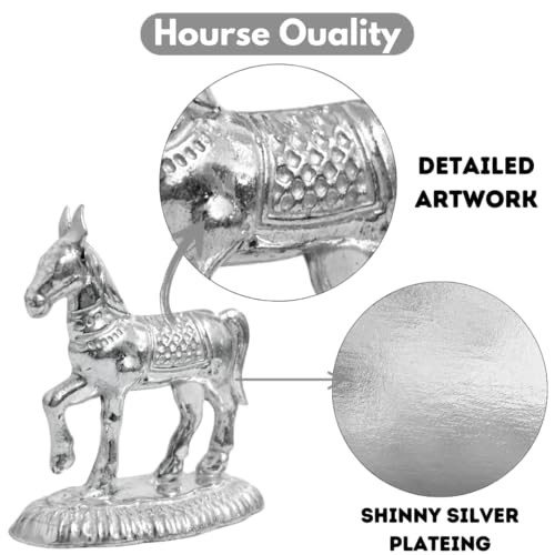 Image of Vail Creation Silver Horse Vastu Idol Decoration Items for Pooja Gift Worship Home Decor | Silver Horse with Left Leg Up