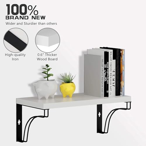 Image of UHUD CRAFTS White Floating Wall Mounted Shelves Set of 3 for Wall Decoration & Home Decor Item for Bedroom, Living Room & Office