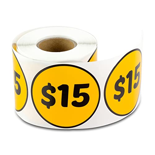 $15 Dollars Preprinted Price Labels Stickers - 2