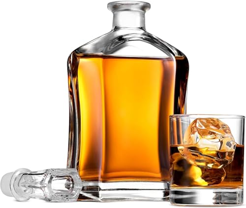 Bormioli Rocco Capitol Glass Decanter, Airtight Geometric Stopper, 23.75 oz Whiskey Decanter for Wine, Bourbon, Brandy, Liquor, Juice, Made in Italy. - Thumbnail 6