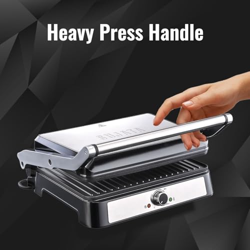 Image of Sujata 2000 W Multi Purpose XL Size Grill SG01 | Aluminium Grill Patty Plate | 180 Flat Open | Teflon Coating | Cool Touch Metal Body | Overheat protection