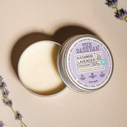 Image of The Bare Bar Kashmiri Lavender Deodorant - 20 gm | Floral Fragrance| Odor & Sweat Control |Natural formula & Chemical free| Good for all skin types |Travel Mini Size Solid Deodorant for Men & Women