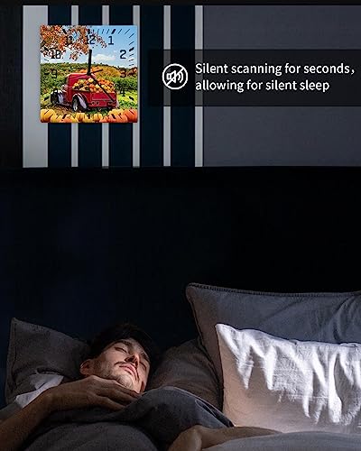 Loopop LPP-240702-SHZF03071CKDALOP Fall Wall Clock Pumpkin Truck Battery Operated Clocks Wooden Silent Non-Ticking Wallclock 10 Inch Autumn Maple Leaves Orange Thanksgiving Square Wall Clock thumb #3