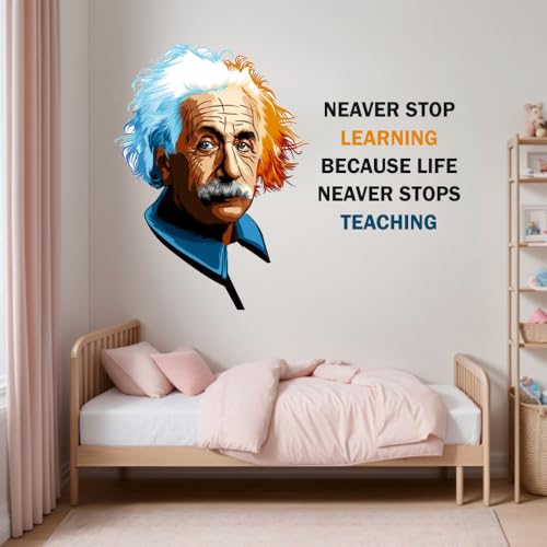 Image of Albert Einstein The True Quote Office - Inspirational - Motivational - Quotes - Wall Sticker for Kids Room, Living Room, School, Library (Size - 66CM X 78CM)