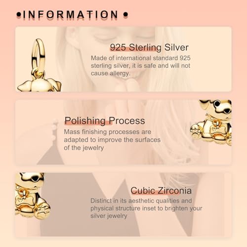 Image of S925 Sterling Silver Gold Plated Romantic Charms, Gifts for Mom Girlfriend Family on Valentine's Day Birthday Christmas Anniversary, Bracelet Necklace Bead Charm