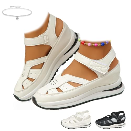 Zapatos ortopédicos para mujer 2026 de verano, cómodos, plataforma hueca, transpirables, con cuña, sandalias cerradas con punta, sandalias deportivas con correa en el tobillo, sandalias de playa