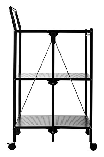 Premier Housewares - Carrello da Cucina Pieghevole, in plastica/Metallo Verniciato a Polvere, Colore: Nero