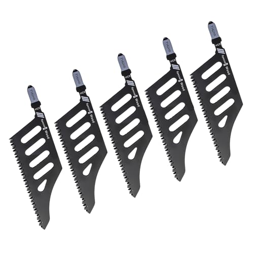 Sunydog Juego de Hojas de Sierra Calar Curvadas Irregulares Acero en Carbono, 5 uds., con para Herramientas Corte Resistencia Tablero Fibra Blanda, Madera