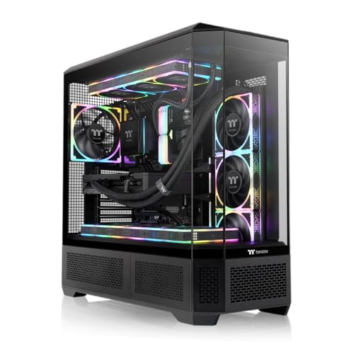 Image of Thermaltake View 600 TG; Full Tower; 420mm Radiator Support; 480mm GPU Clearance; Hidden Connector Support; Rotatable PCIe Slots; 220mm PSU Clearance; Black; CA-11H-00F1WN-00