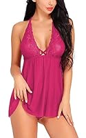 Xs And Os Women's Lace & Polyamide Spandex Floral Above Knee Baby Doll (Xi-G_L-033_Bv_Rose Red _Free Size)