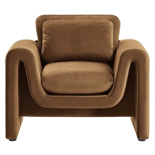 Sillón Curvo Terciopelo Marrón miniatura 4