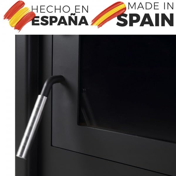 Estufa de leña pequeña modelo A 12.6 Kw | Chimenea rustica de leña | Estufa de leña clásica para salón salida humos vertical