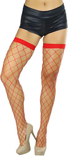 Image of ToBeInStyle Women's Vibrant Large Net Fishnet Thigh High Elastic Nylon Novelty Stockings