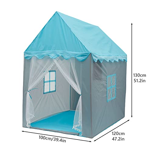 Kids Play Tent Princess Castle for Girls, 128x100x140cm Large Kids Playhouse Indoor Outdoor, Easy Assemble Cartoon Toddlers Game Room Birthday Gift for Children (blue) - Image 2