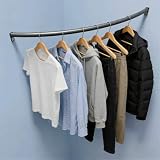 WSNCXFW Wardrobe Assistant Corner Hanging Bar, Heavy Duty Industrial Pipe Garment Rack,Wall Mounted Corner Clothing Rack,Corner Hanging Bar,for Office Entryway Bedroom,Black,40x40cm