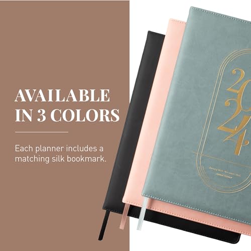 Rileys & Co 2024 Weekly Planner - Premium Annual Weekly & Monthly Agenda Planner, Jan - Dec 2024, Flexible Cover, Notes Pages, Twin-Wire Binding (8.5 x 11-Inches, Black)