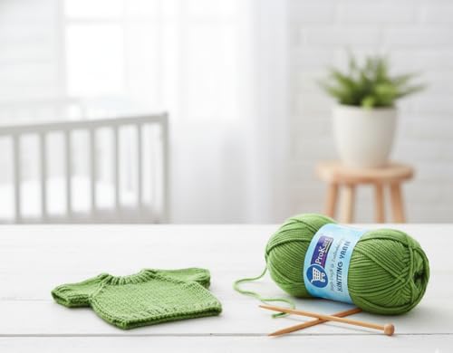 Image of ProKart Premium Woolen 4 ply Hand Knitting Wool Yarn | Fine Weight Knitted and Crocheted Soft Yarn for Sweater, Scarf, Hat, Baby Clothes, Baby Sports, Purse, Gift Bags & DIY Craft Accessories Projects (1 Ball /100 Gram Each) (Turtle Green, 100gms x 2 Pack)