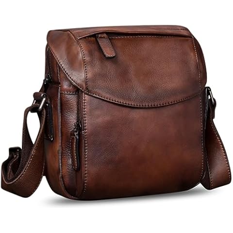 IVTG Genuine Leather Messenger Bag for Men Crossbody Shoulder Bag Satchel Casual Sling Daypack Work Business Daily Purse (Coffee) Cover