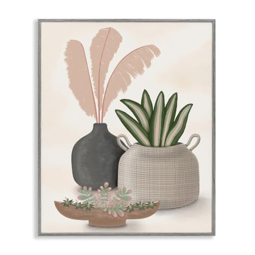 Pastel Botanical Succulents Illustration, 11 x 14 Inch Framed Giclée Print