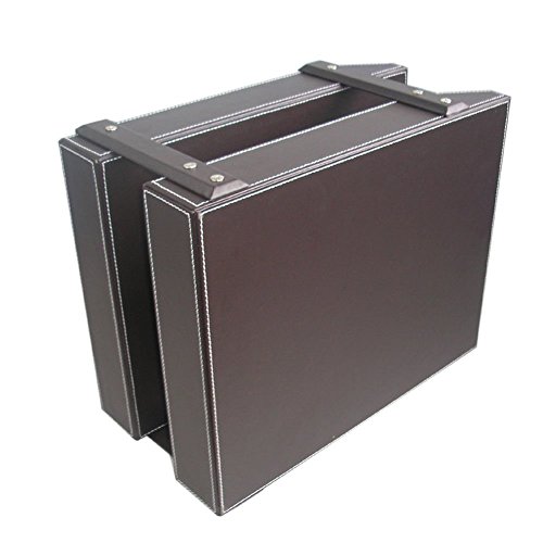 Kingfom Letter Tray, Leather Paper Organizer Tray, Wooden Desk File Holder, Desktop File, Stackable Magazine Holder, Mail Sorter, Great For Home Or Office - 2 Level Brown #TOP4