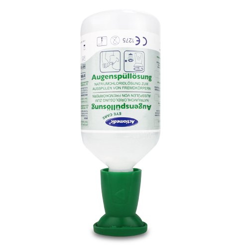 Augenspülstation Medidrop II mit 500ml NaCl und 250ml BioPhos74 Pufferlösung