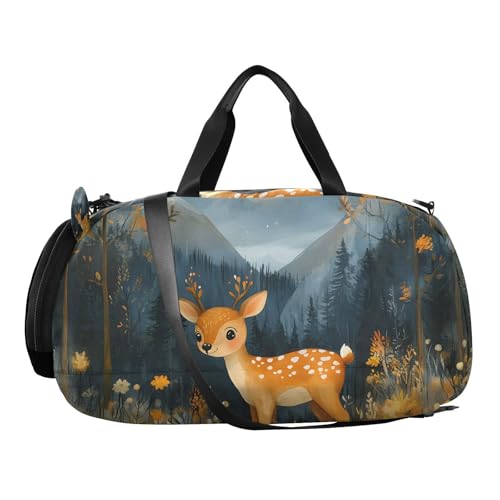 Duffle Bag for Boys or Girls with Shoes Compartment, Little Deer Moon Sports Travel Bag Overnight2